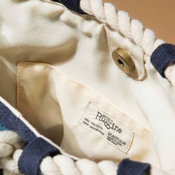 Ruggine Bohemian Bucket Shoulder Bag Najavo Pattern Handwoven Cotton NWT - Picture 8 of 8